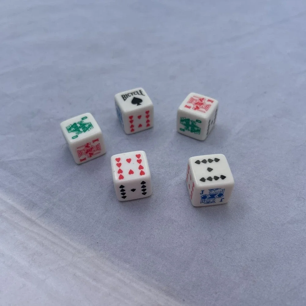 Table Game, Bicycle Collectible Vintage Poker Dice 1960s set of 5